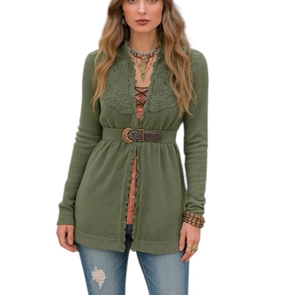 Tough Luv Jackets & Blazers - Tough Luv Waffle Knit Cardigan S Olive Green Cottagecore Sgt Pepper jacket